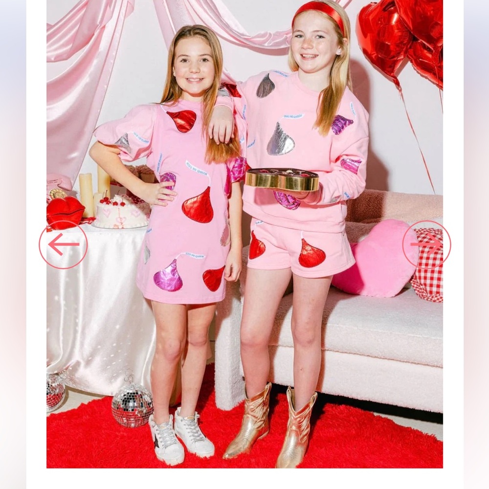 Queen Of Sparkles Kids Pink Kiss Me Queen Poof Sleeve Dress - Picture 9 of 11